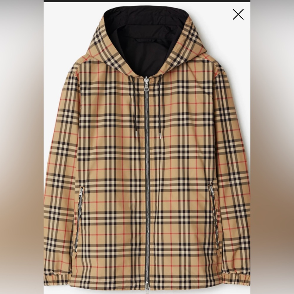 Burberry Tan Plaid Men's Reversible Jacket